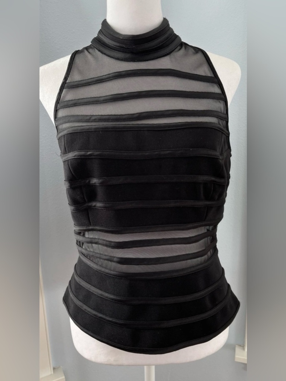 JS Collection Black Mesh Panel Top